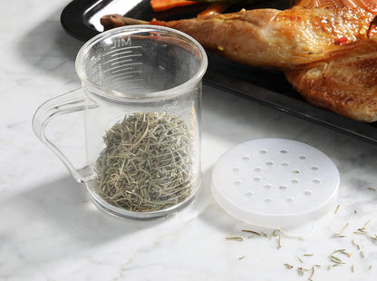 22513 Polycarbonate Plastic Dredge Shaker with 3 Snap-on Lids, Seasoning Sugar Spice Pepper Shaker, 10 OZ
