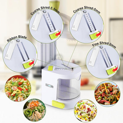Vegetable Spiralizer, 4-Blade Zoodle Maker, Strong Suction & 500ml Bin