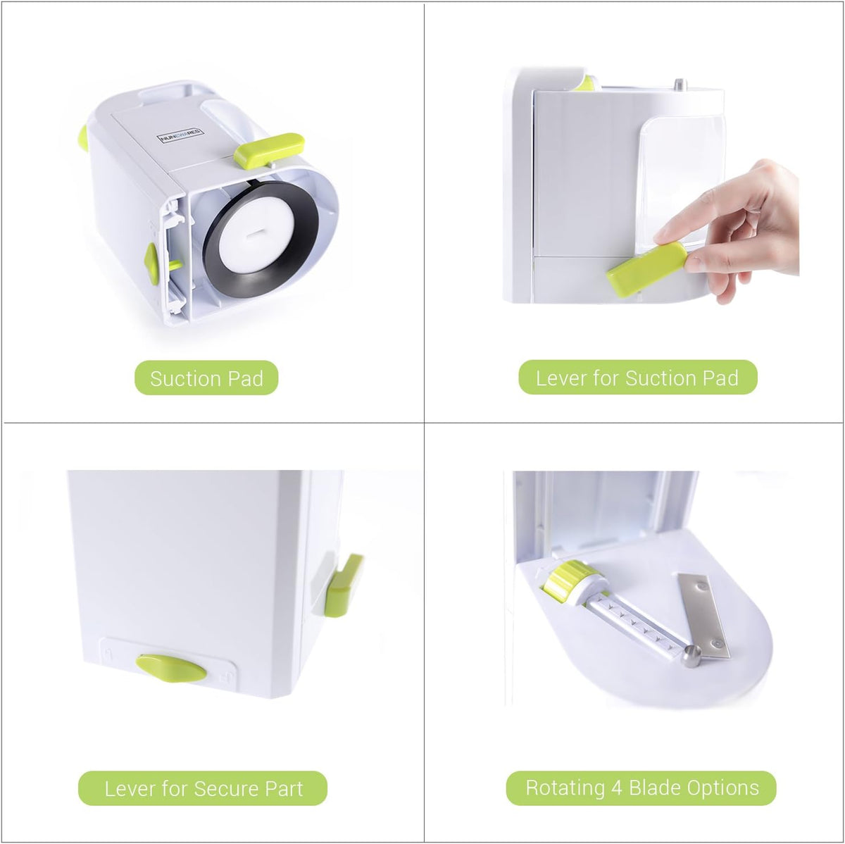 Vegetable Spiralizer, 4-Blade Zoodle Maker, Strong Suction & 500ml Bin
