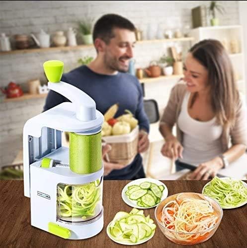 Vegetable Spiralizer, 4-Blade Zoodle Maker, Strong Suction & 500ml Bin