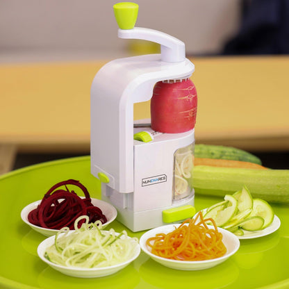 Vegetable Spiralizer, 4-Blade Zoodle Maker, Strong Suction & 500ml Bin