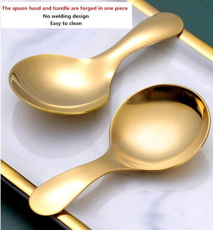 Stainless Steel Mini Scoop for Canisters with Short Handle, Gold Mini Feed Spoon for Ice Cream Melon Baller, Short Handle Spoon for Tea Sugar Salt Condiments Dessert (4 Pack)