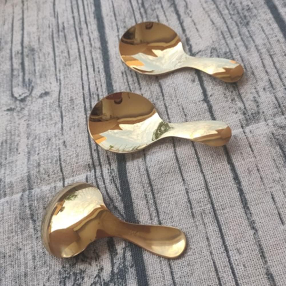 Stainless Steel Mini Scoop for Canisters with Short Handle, Gold Mini Feed Spoon for Ice Cream Melon Baller, Short Handle Spoon for Tea Sugar Salt Condiments Dessert (4 Pack)