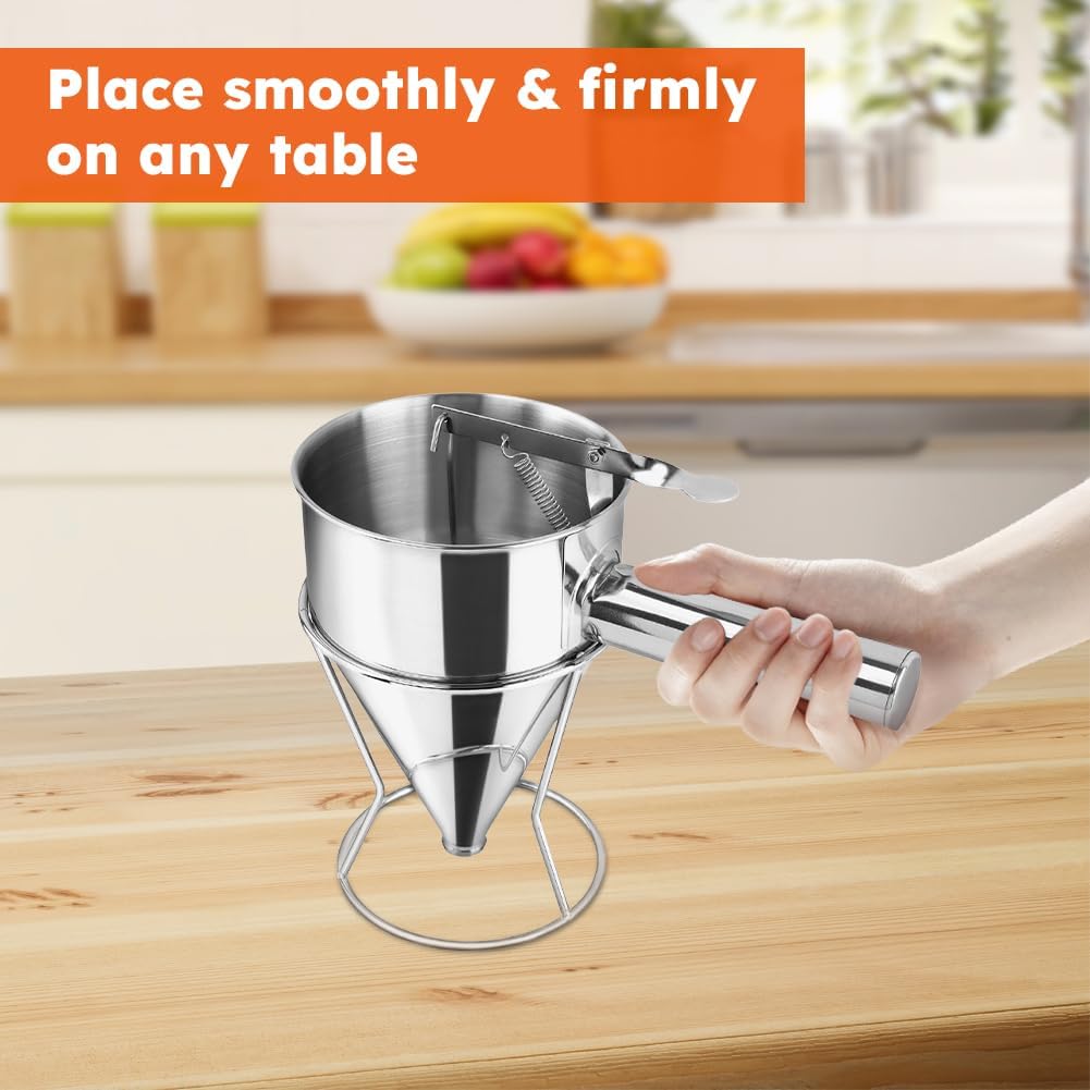 20oz Stainless Steel Pancake Batter Dispenser Multi-Nozzle, Funnel Tool