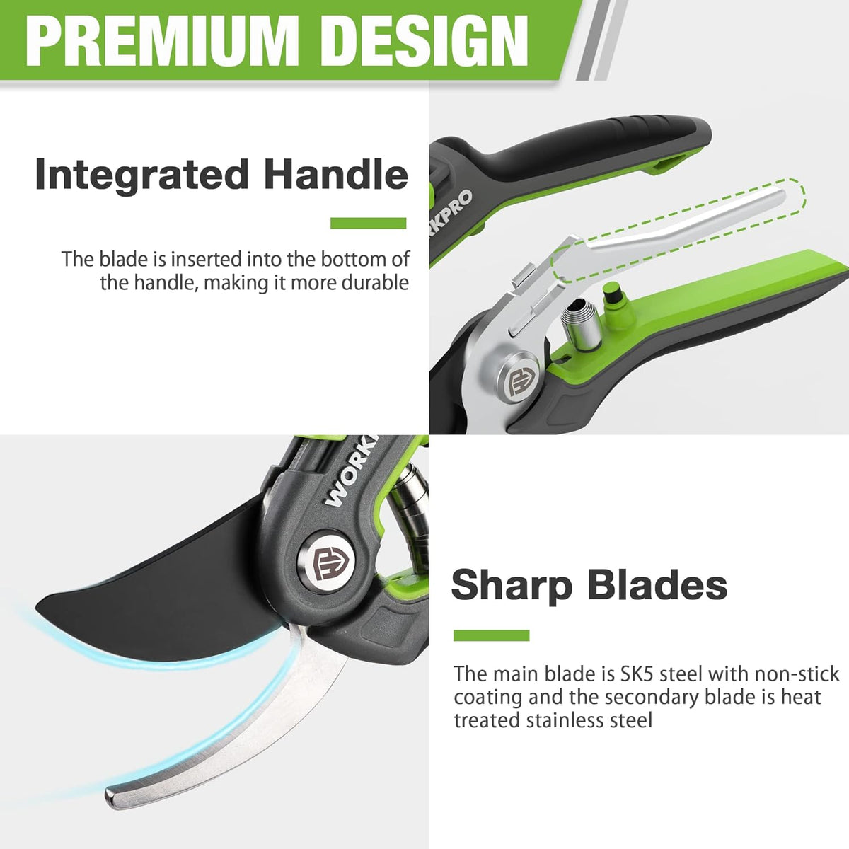 2-Pack Garden Pruning Shears, 8" Bypass & 6.25" Straight Shears | Garden Scissors, Premium Plant Shears, Garden Clippers Hand Tools for Cutting Flowers, Trimming Plants, Picking Fruits