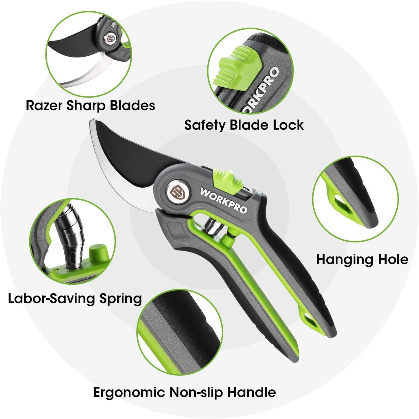 2-Pack Garden Pruning Shears, 8" Bypass & 6.25" Straight Shears | Garden Scissors, Premium Plant Shears, Garden Clippers Hand Tools for Cutting Flowers, Trimming Plants, Picking Fruits