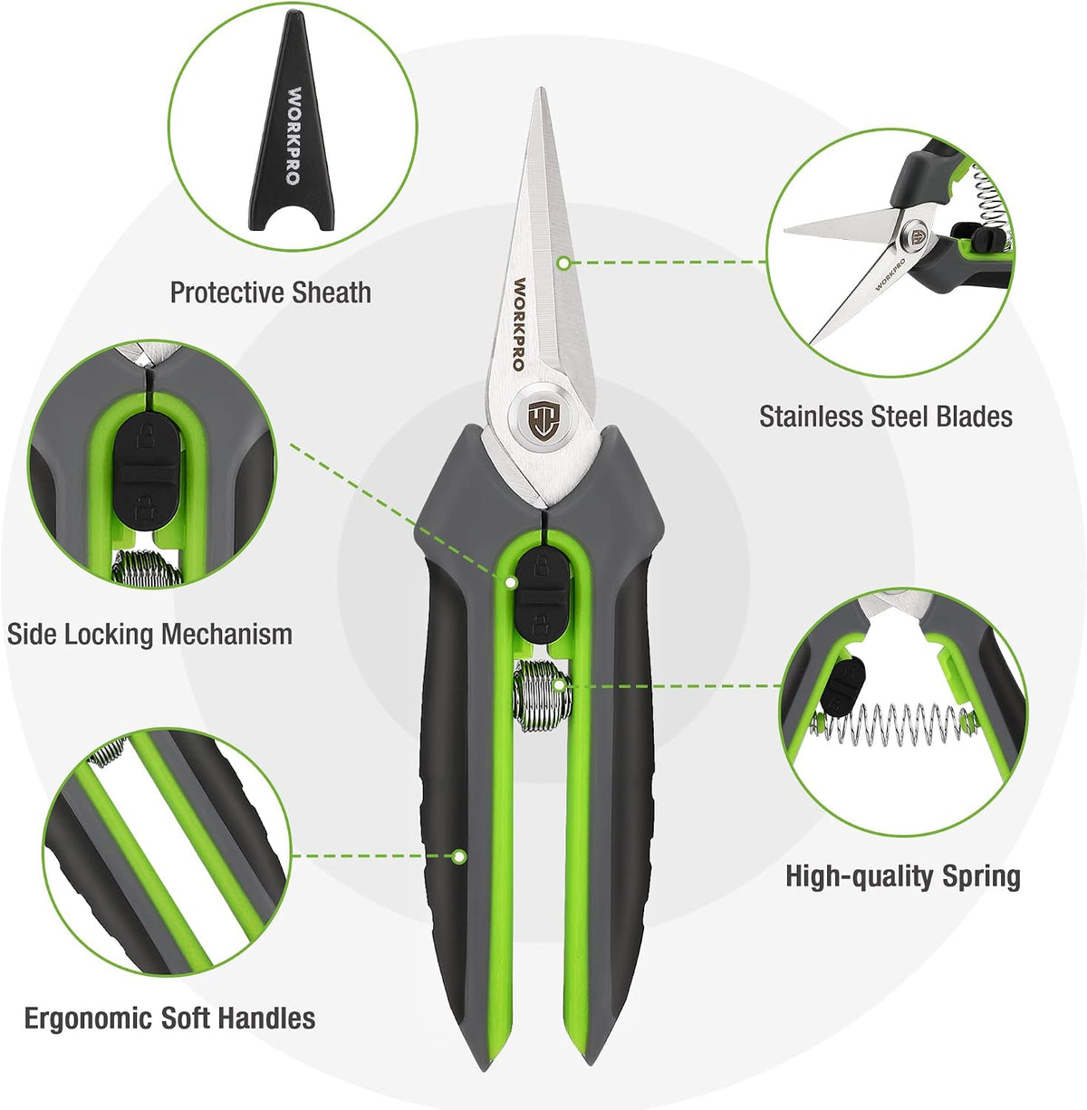 2-Pack Garden Pruning Shears, 8" Bypass & 6.25" Straight Shears | Garden Scissors, Premium Plant Shears, Garden Clippers Hand Tools for Cutting Flowers, Trimming Plants, Picking Fruits