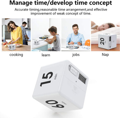 Cube Timer, Gravity Flip Kitchen Timer for Time Management and Countdown Settings 1-3-5-10 Minutes (Mint)
