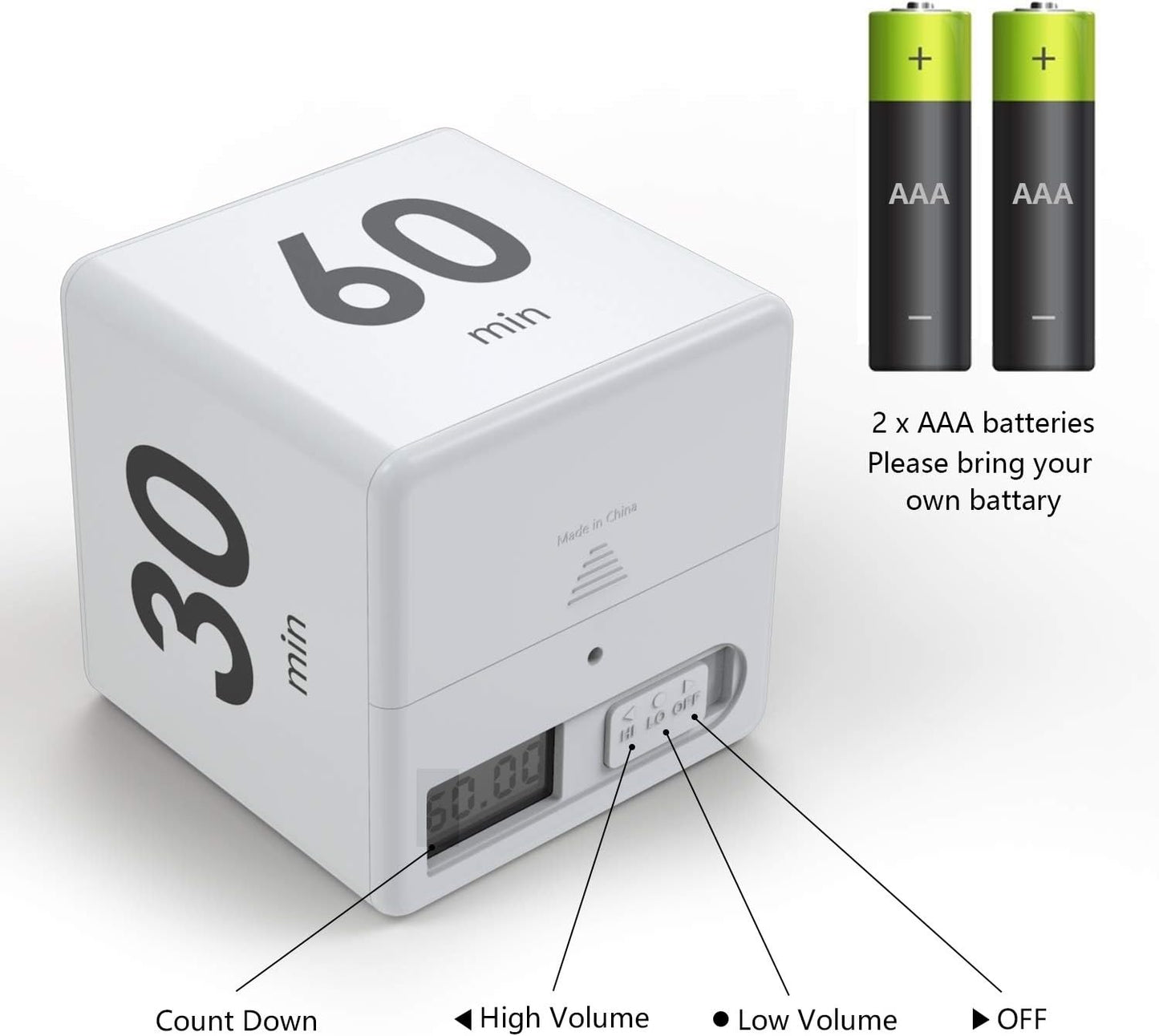 Cube Timer, Gravity Flip Kitchen Timer for Time Management and Countdown Settings 1-3-5-10 Minutes (Mint)