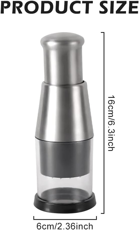 Manual Food Chopper, Compact Mini Dicer Stainless Steel Pressed Garlic Chopper, Functional Handheld Garlic Crusher Press for Mincing Potato, Slicing Peppers and Onions, Labor Saving