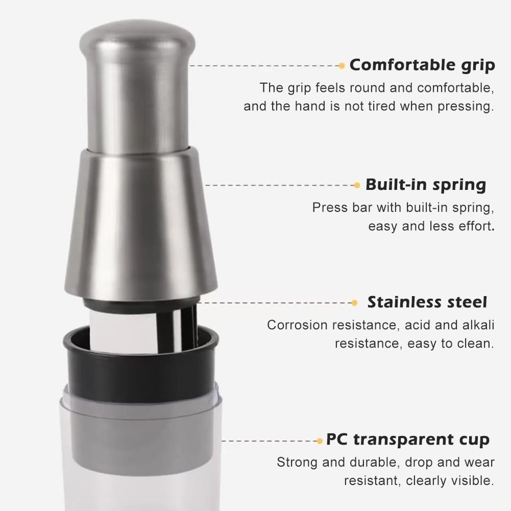 Manual Food Chopper, Compact Mini Dicer Stainless Steel Pressed Garlic Chopper, Functional Handheld Garlic Crusher Press for Mincing Potato, Slicing Peppers and Onions, Labor Saving