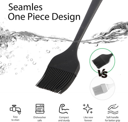 Silicone Basting Pastry Brush, Heat Resistant Basting Brush for Cooking, Strong Steel Core and Dishwasher Safe, BPA Free Kitchen Brush for BBQ Sauce Oil Baking (2 Pcs)