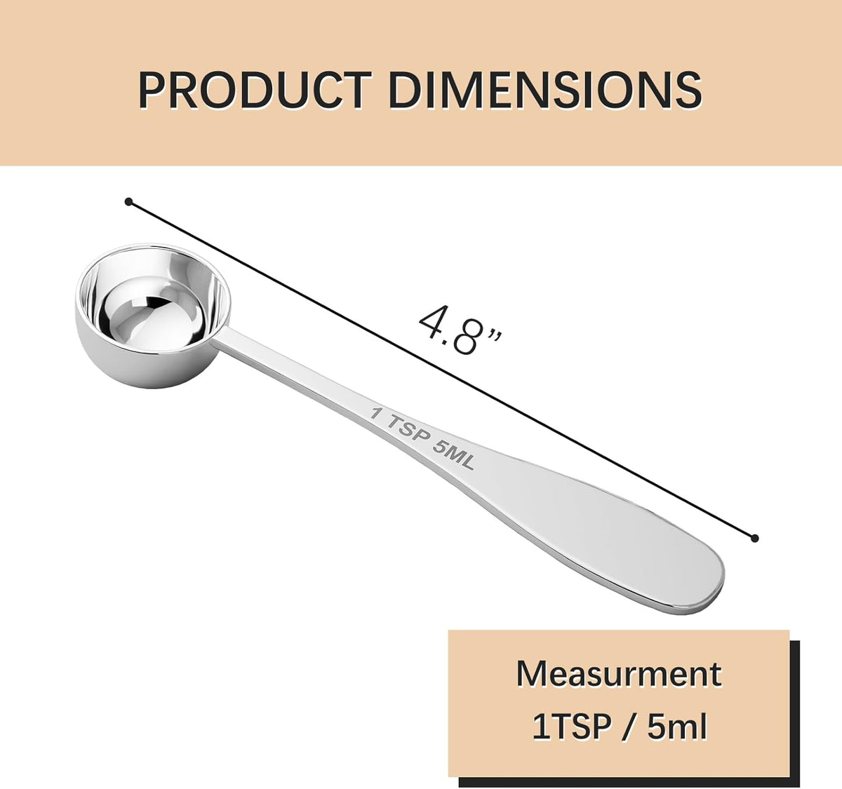 2PCS 1/2TBSP(7.5ML) Measuring Spoon, 18/8(304) Stainless Steel Tablespoon