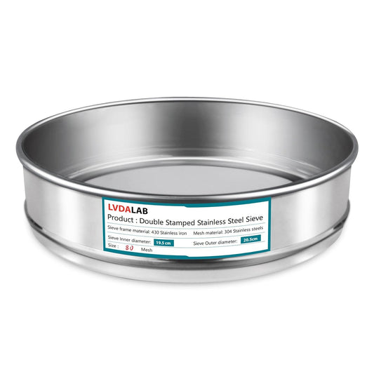 304 Stainless Steel Mesh Lab Sieve, 80 Mesh (0.2mm) Aperture Test Sieve, 7.9Inch(20cm) Diameter Economy Standard Analysis Sample Test Sieves for Industrial Laboratory Homes - Colors A