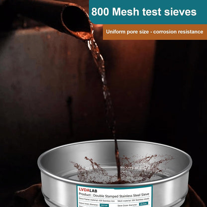304 Stainless Steel Mesh Lab Sieve, 80 Mesh (0.2mm) Aperture Test Sieve, 7.9Inch(20cm) Diameter Economy Standard Analysis Sample Test Sieves for Industrial Laboratory Homes - Colors A