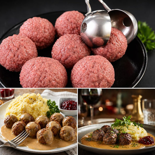 Meat Baller Tongs, 2-Pack Stainless Steel Meatball Maker with Detachable Anti-Slip Handles – Non-Stick Food Scoop for Meatballs, Cake Pops, Cookie Dough, Ice Cream, and BBQ (1.38" & 1.78")