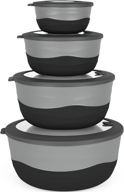 Pera Mixing Bowls with Lids, 8-Piece Airtight Leak-Proof Nesting BPA-Free Prep Bowl Set for Kitchen & Food Storage, Large 4200ml Capacity, Microwave & Dishwasher Safe