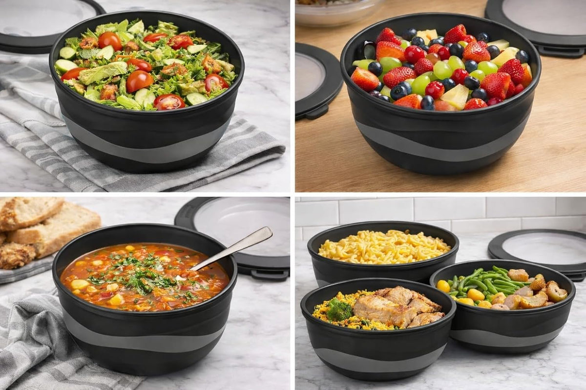 Pera Mixing Bowls with Lids, 8-Piece Airtight Leak-Proof Nesting BPA-Free Prep Bowl Set for Kitchen & Food Storage, Large 4200ml Capacity, Microwave & Dishwasher Safe