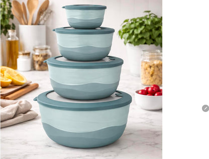 Pera Mixing Bowls with Lids, 8-Piece Airtight Leak-Proof Nesting BPA-Free Prep Bowl Set for Kitchen & Food Storage, Large 4200ml Capacity, Microwave & Dishwasher Safe