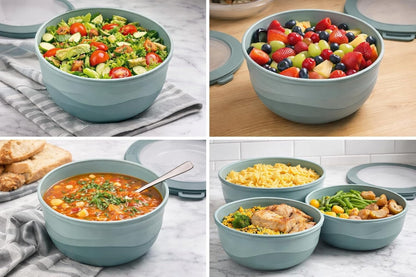 Pera Mixing Bowls with Lids, 8-Piece Airtight Leak-Proof Nesting BPA-Free Prep Bowl Set for Kitchen & Food Storage, Large 4200ml Capacity, Microwave & Dishwasher Safe