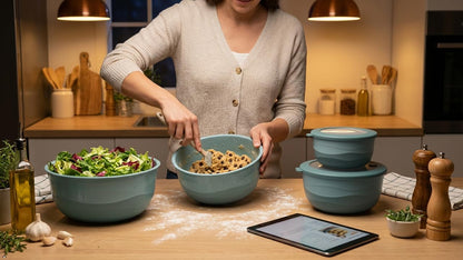 Pera Mixing Bowls with Lids, 8-Piece Airtight Leak-Proof Nesting BPA-Free Prep Bowl Set for Kitchen & Food Storage, Large 4200ml Capacity, Microwave & Dishwasher Safe