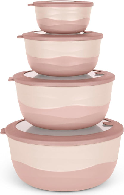 Pera Mixing Bowls with Lids, 8-Piece Airtight Leak-Proof Nesting BPA-Free Prep Bowl Set for Kitchen & Food Storage, Large 4200ml Capacity, Microwave & Dishwasher Safe