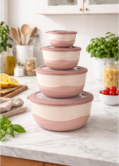 Pera Mixing Bowls with Lids, 8-Piece Airtight Leak-Proof Nesting BPA-Free Prep Bowl Set for Kitchen & Food Storage, Large 4200ml Capacity, Microwave & Dishwasher Safe