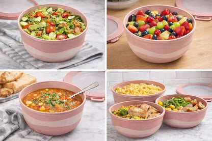 Pera Mixing Bowls with Lids, 8-Piece Airtight Leak-Proof Nesting BPA-Free Prep Bowl Set for Kitchen & Food Storage, Large 4200ml Capacity, Microwave & Dishwasher Safe