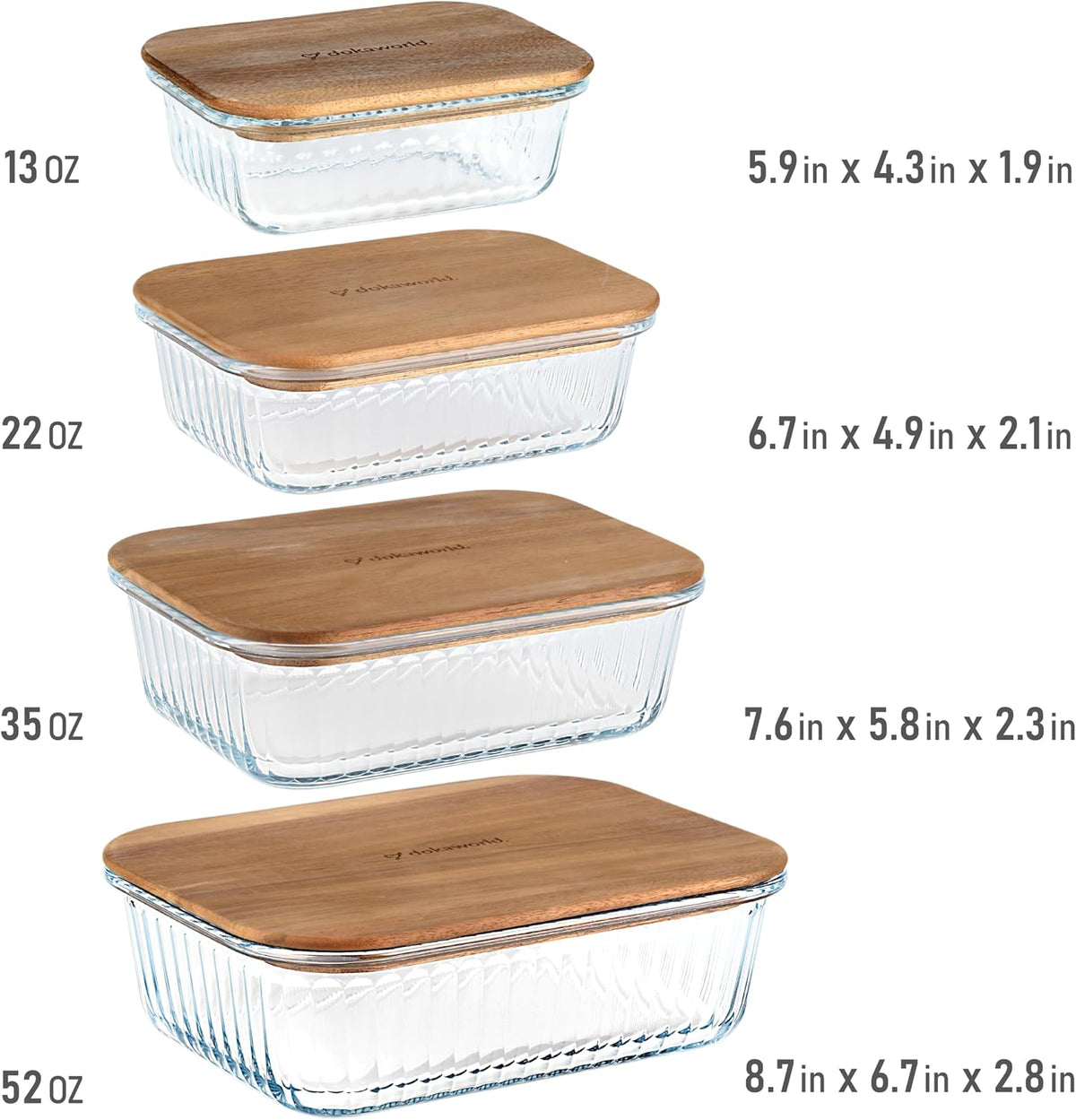 Stackable Glass Mixing Bowls with Acacia Lids Set of 5