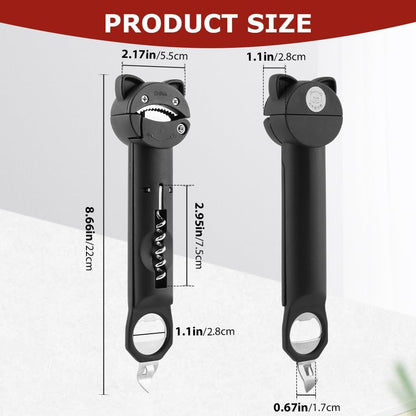 Jar Opener Bottle Opener and Wine Opener' for Seniors with Arthritis, Weak Hands, Retractable Magnetic Can Opener', Multifunctional Can Opener' Jar Lid Gripper(COLOR:Black)