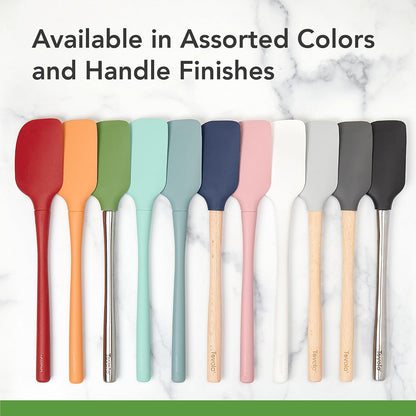 Slotted Silicone Spatula Turner Slotted Stainless Steel Handle 10" Blue Slate Heat Resistant Non Toxic BPA Free Kitchen Utensil, Silicone Egg Pancake Flipper Metal Handle Turner for Cooking