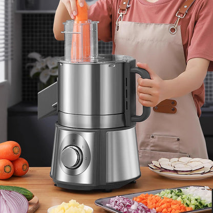 Electric Vegetable Dicer Stainless Steel Food Processor 16-Cup 300W Commercial Veggie Chopper Heavy Duty Fruits Cutter with 1/4" 3/8" 1/2" Blades Auto Discharge for Carrot Potato Onion