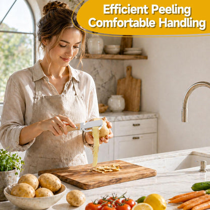 Multifunctional Vegetable Peeler, 2-in-1 kitchen peeler equipped with bottle opener, Zero Snag Wooden Kitchen Tool, Stainless Steel Peelers for Kitchen, Suitable for Fruits and Vegetables (1PCS)