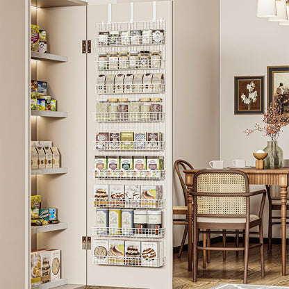 6-Tier Spice Rack Organizer with Door Hook, Wall Mounted & Over the Door Spice Racks for Kitchen Pantry Door Cabinet, Two Size, Large Capacity, Black