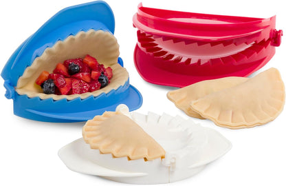 PrepWorks 3pc Dough Press Set, Pie, Empanada, & Dumpling Presses, BPA-Free | Features Dough Circle Cutter on Back of Each Press, Simply Fill, Fold, and Press to Seal