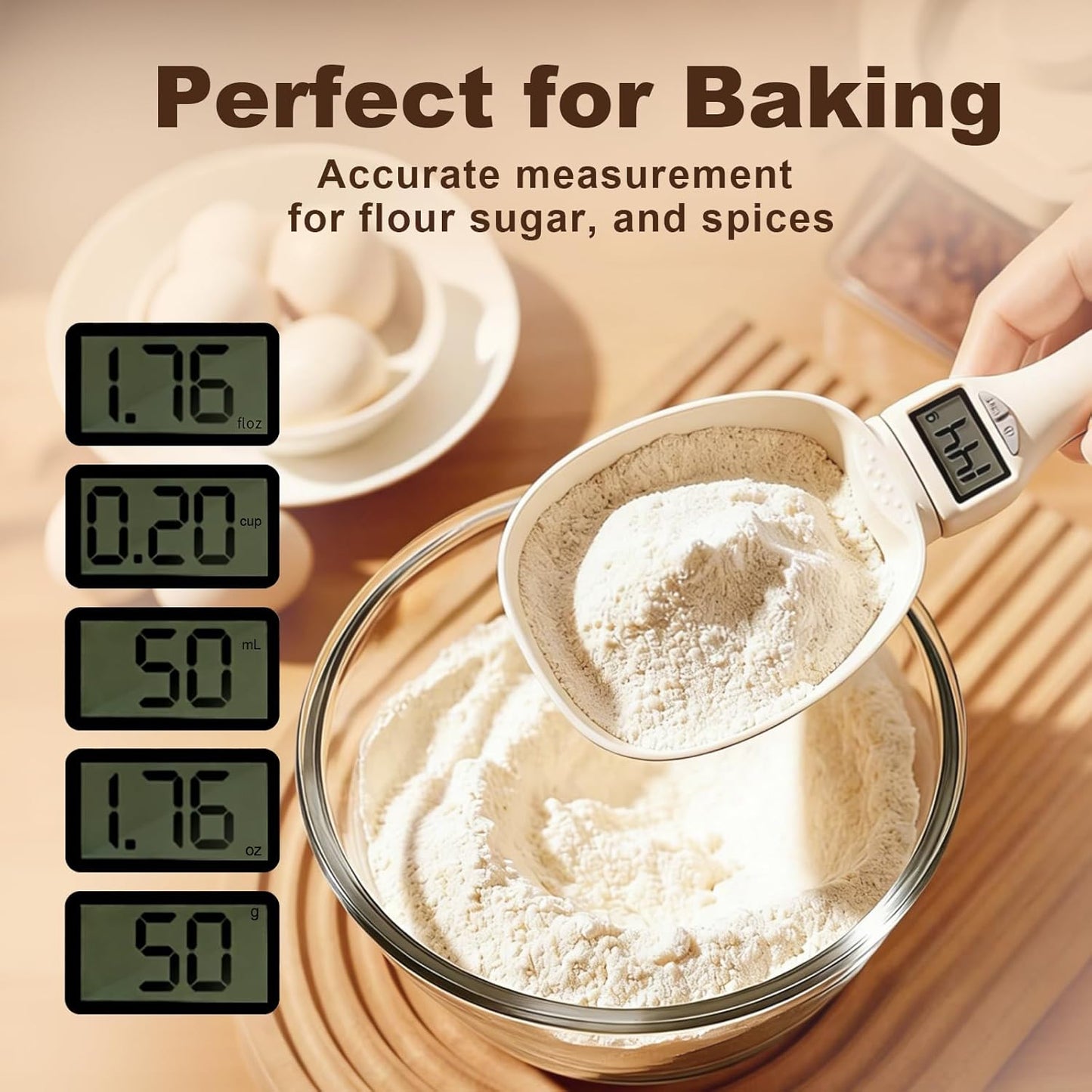 Digital Measuring Spoon, 800g/0.1g Precision Handheld Scale Scoop | Unit Conversion & LED Display Design, Ideal for Precise Weighing During Baking, Cooking and Food Preparation