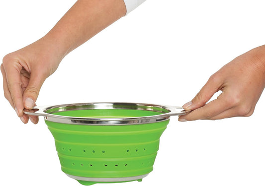 Kitchen Collapsible Colander, Silicone and 18/8 Stainless Steel, 1.5-Quart