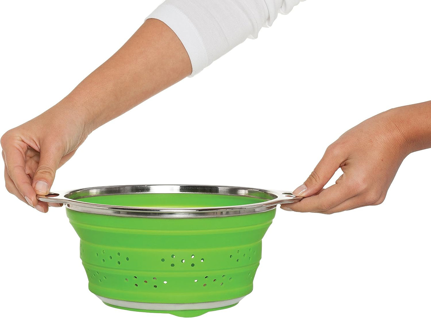 Kitchen Collapsible Colander, Silicone and 18/8 Stainless Steel, 1.5-Quart