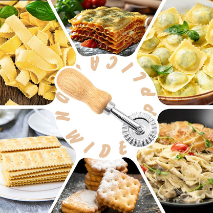 Fluted Pastry Wheel Cutter, Sturdy Pasta Cutter Wheel Ravioli Crimper Edge Cutter Wheel for Home and Kitchen - 1.5 Inch Diameter