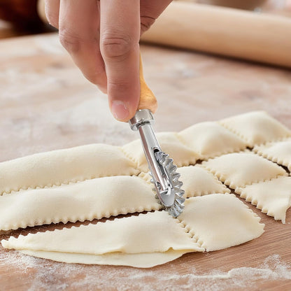 Fluted Pastry Wheel Cutter, Sturdy Pasta Cutter Wheel Ravioli Crimper Edge Cutter Wheel for Home and Kitchen - 1.5 Inch Diameter
