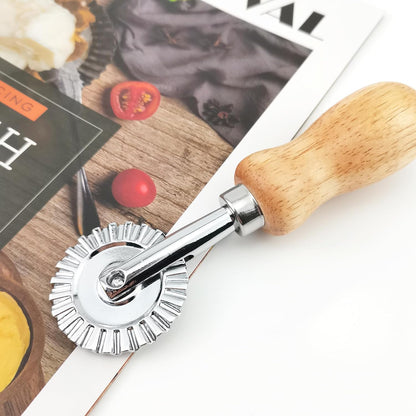 Fluted Pastry Wheel Cutter, Sturdy Pasta Cutter Wheel Ravioli Crimper Edge Cutter Wheel for Home and Kitchen - 1.5 Inch Diameter