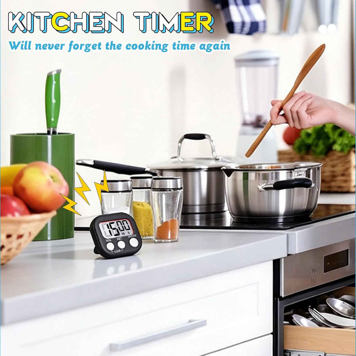Kitchen Timer 6 Packs Digital Timers for Classroom Small Magnetic Countdown Stopwatch for Cooking Mini Loud Alarm Stop for Kitchen Study Work Baking Sports Games Timer Clock