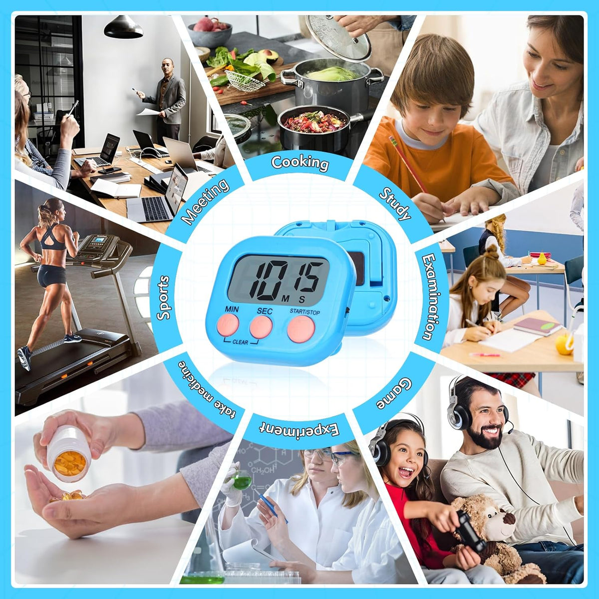 Kitchen Timer 6 Packs Digital Timers for Classroom Small Magnetic Countdown Stopwatch for Cooking Mini Loud Alarm Stop for Kitchen Study Work Baking Sports Games Timer Clock