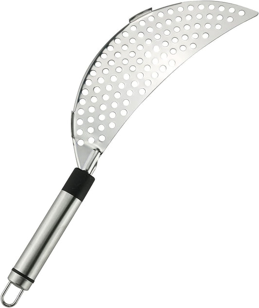 Crescent Pot Strainer Stainless Steel Grease Pasta Strainer Insert Drainer with Handheld for Different Pot Pan Kitchen Tool