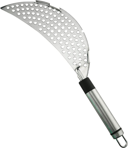 Crescent Pot Strainer Stainless Steel Grease Pasta Strainer Insert Drainer with Handheld for Different Pot Pan Kitchen Tool