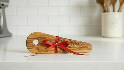 Handmade Olive Wood Herb Stripper, Natural Wood Kitchen Tool for Fresh Herbs