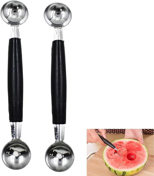 2 Pack Melon Baller Scoop,Stainless Steel Double Ended Headed Fruit Ice Cream Ball Spoon,DIY Fruit Platter Ball Tool Scooper for Watermelon/Ice Cream/Fruits/Meatball/Sorbet