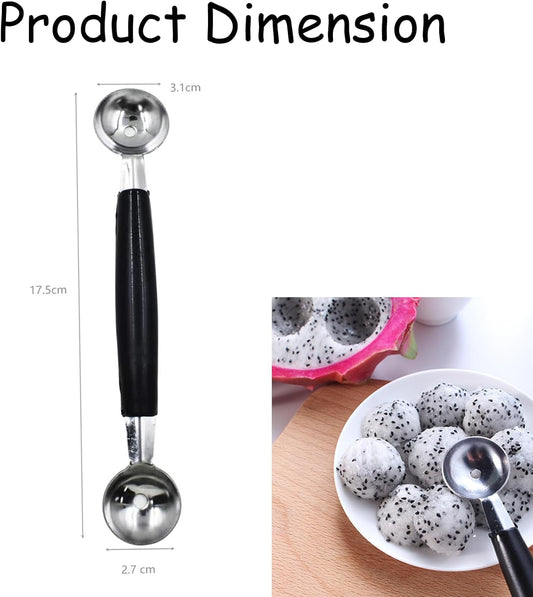 2 Pack Melon Baller Scoop,Stainless Steel Double Ended Headed Fruit Ice Cream Ball Spoon,DIY Fruit Platter Ball Tool Scooper for Watermelon/Ice Cream/Fruits/Meatball/Sorbet