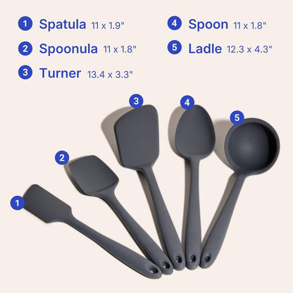 GIR 5-Piece Silicone Kitchen Utensils Set, Non-Toxic Cooking Utensils for Cooking and Baking, Heat Resistant, Food Grade, Dishwasher Safe Rubber Spatula, Ladle, Spoon - Party Confetti