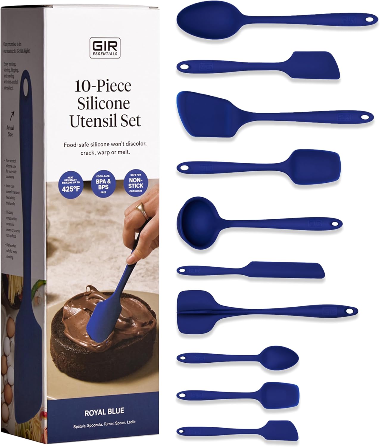 GIR 5-Piece Silicone Kitchen Utensils Set, Non-Toxic Cooking Utensils for Cooking and Baking, Heat Resistant, Food Grade, Dishwasher Safe Rubber Spatula, Ladle, Spoon - Party Confetti